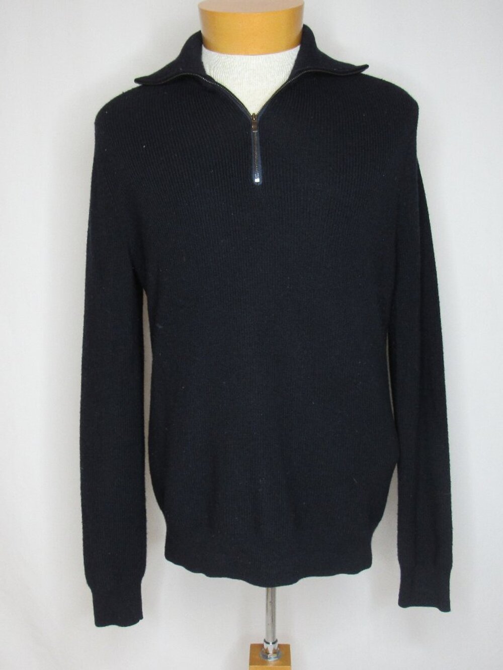 Nordstrom Tech-Smart Navy Blue 1/2 Zip Wool Blend Sweater Men's M Medium